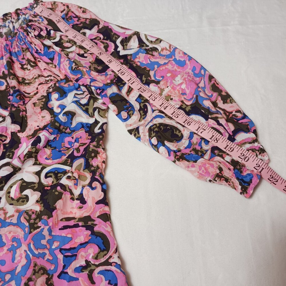 Talbots, Size X Top, Beautiful Multi-Color Print, Tie, Stretch Neck, 3/4 Sleeve - Picture 11 of 12